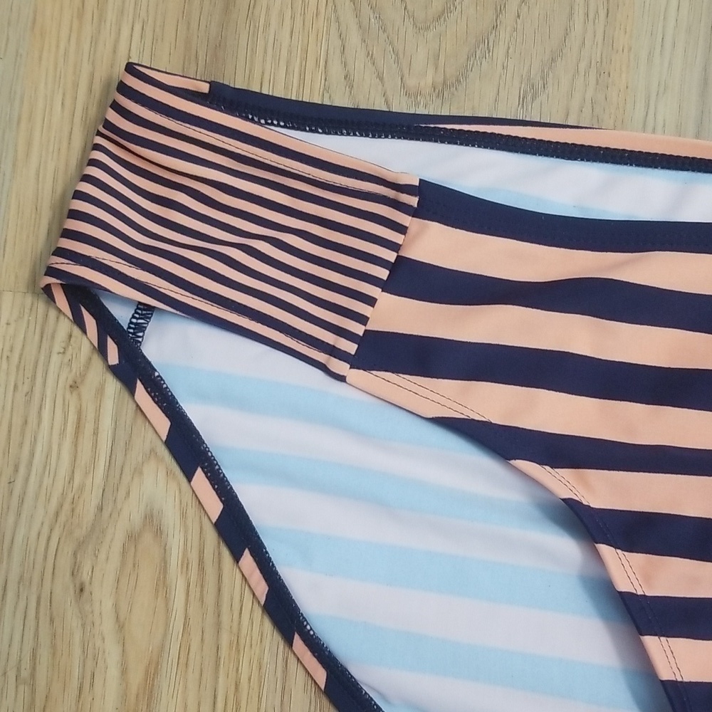 Motherhood Maternity Bump Maternity Bikini Swim Bottoms Peach Stripe - Picture 2 of 9
